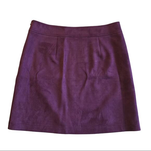 Microfiber Skirt LOFT Size 8 Stretch Faux Suede Burgundy Wine Solid Pockets - Picture 5 of 5